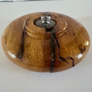 Artisan Signed White Oak Wood Weed Pot Bud Vase Resin Inlay Mexico 1998 Vintage